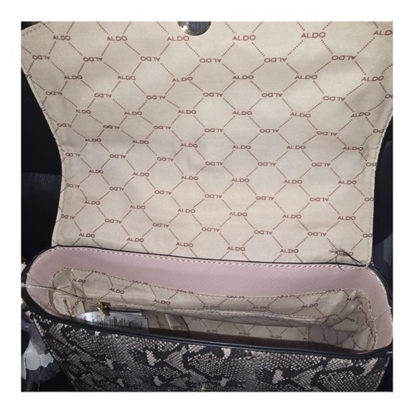 ALDO NUDE WITH SNAKE PRINT PADLOCK DETAIL SATCHEL BAG S/S NWOT - Picture 10 of 10